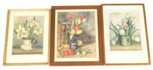 Norah Pearse (1890-1981). Still life of tulips in a vase, and books, watercolour, signed, 44cm x...