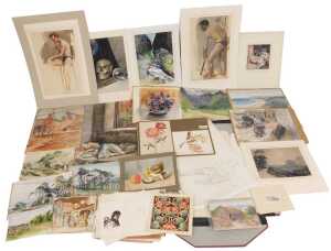 Norah Pearse (1890-1981). A portfolio of still life studies, landscapes, and figural works,...