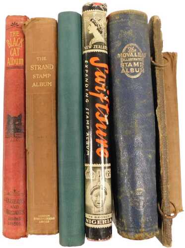 Philately. A collection of seven stamp albums and stock books, covering GB, Commonwealth and...