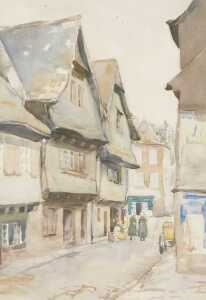 Norah Pearse (1890-1981). Continental street scenes, with figures, watercolours, unsigned, 25cm... - 2