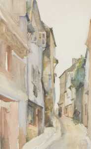 Norah Pearse (1890-1981). Continental street scenes, with figures, watercolours, unsigned, 25cm... - 3