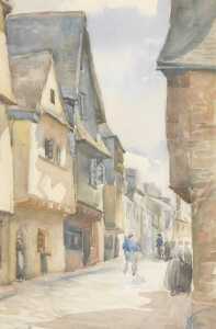 Norah Pearse (1890-1981). Continental street scenes, with figures, watercolours, unsigned, 25cm... - 4