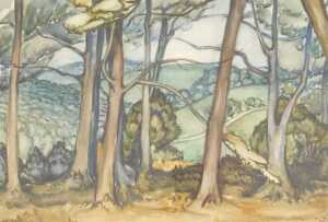 Norah Pearse (1890-1981). Landscape looking through trees, watercolour, signed, 24cm x 34.5cm,... - 2