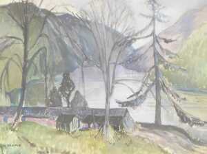 Norah Pearse (1890-1981). Village street scene, oil on canvas, signed, 39cm x 49cm, summer... - 2