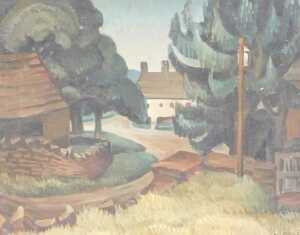 Norah Pearse (1890-1981). Village street scene, oil on canvas, signed, 39cm x 49cm, summer... - 4