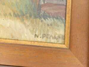 Norah Pearse (1890-1981). Village street scene, oil on canvas, signed, 39cm x 49cm, summer... - 5