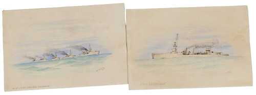 A N Tomas (early 20thC). HMS Cassandra, The 6th Light Cruiser Squadron, pair of watercolours,...