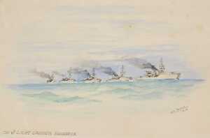 A N Tomas (early 20thC). HMS Cassandra, The 6th Light Cruiser Squadron, pair of watercolours,... - 2