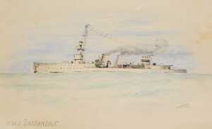 A N Tomas (early 20thC). HMS Cassandra, The 6th Light Cruiser Squadron, pair of watercolours,... - 3