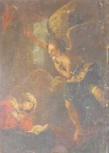 Continental School (18thC). The Annunciation, oil on canvas board, 31.5cm x 29cm.