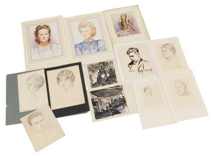 Leon Rogers (mid 20thC). Head and shoulders portraits of ladies, pair of pastels, signed, dated...
