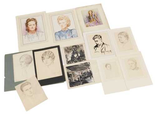 Leon Rogers (mid 20thC). Head and shoulders portraits of ladies, pair of pastels, signed, dated...