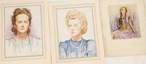 Leon Rogers (mid 20thC). Head and shoulders portraits of ladies, pair of pastels, signed, dated... - 4