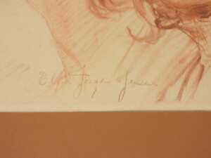 20thC German School. Double profile portrait of a lady and gentleman, red crayon, indistinctly... - 4