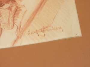 20thC German School. Double profile portrait of a lady and gentleman, red crayon, indistinctly... - 5