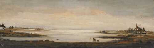 Continental School (late 20thC). Coastal seascape, oil on board, monogrammed LK, 30cm x 91.5cm.