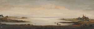 Continental School (late 20thC). Coastal seascape, oil on board, monogrammed LK, 30cm x 91.5cm.