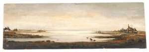 Continental School (late 20thC). Coastal seascape, oil on board, monogrammed LK, 30cm x 91.5cm. - 2