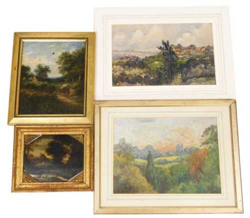 Continental School (18thC). Landscape with a waterfall, oil on board, 17.5cm x 22cm, Edwin...
