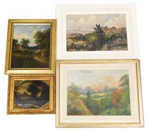 Continental School (18thC). Landscape with a waterfall, oil on board, 17.5cm x 22cm, Edwin...