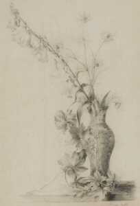 Harriet Jane Neville-Rolfe (1850-1928). Still life of flowers in a vase, titled D'apr&egrave;s Nature,...