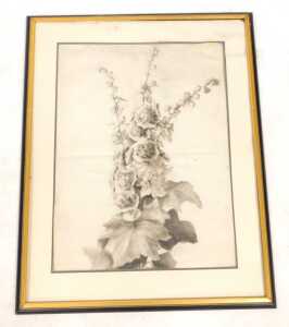 Harriet Jane Neville-Rolfe (1850-1928). Still life of flowers, titled D'apr&egrave;s Nature, charcoal,... - 2