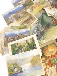 A portfolio of artwork, by Norah Pearse, Leon Rogers, etc., watercolour, and ink, including... - 3