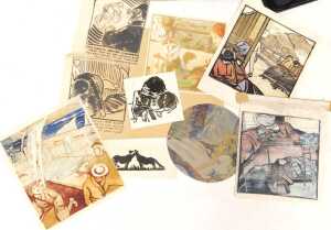 A portfolio of artwork, by Norah Pearse, Leon Rogers, etc., watercolour, and ink, including... - 5