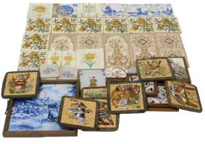 A group of 19thC and later pottery tiles, English, Dutch and Continental, variously decorated.