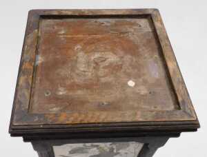 A late 19thC oak and tile set jardiniere stand, three sides bearing tiles depicting birds, the... - 7