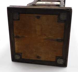 A late 19thC oak and tile set jardiniere stand, three sides bearing tiles depicting birds, the... - 8