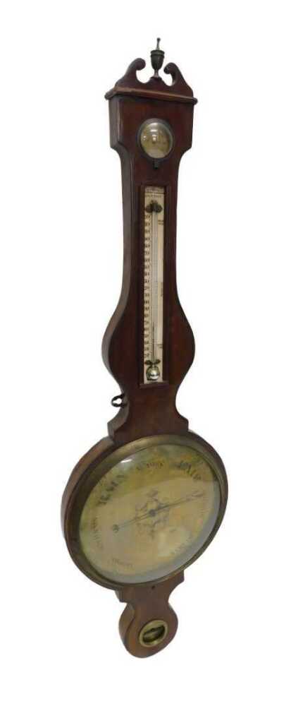 Proportion Barometer An early 19thC mahogany four dial wheel barometer of large proportion ...
