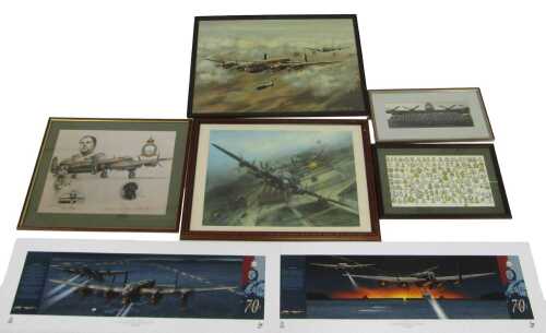 A group of aviation-related prints, to include After C J Stothard, depicting an Avro Lancaster...
