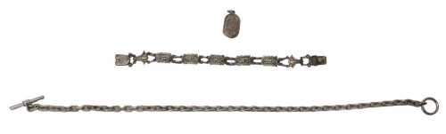 A group of silver and other jewellery, comprising a silver necklace, 40cm long, an Egyptian...