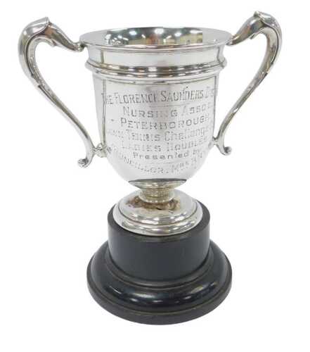 A George V silver twin-handled trophy, engraved The Florence Sanders District Nursing Assoc....