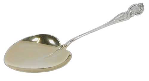 An Edward VII commemorative spoon, with a heart-shaped gilt heightened bowl, the terminal...