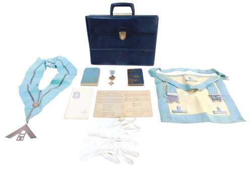 Masonic items relating to Chelt Lodge No. 3240, comprising an apron, a silver gilt and enamel...