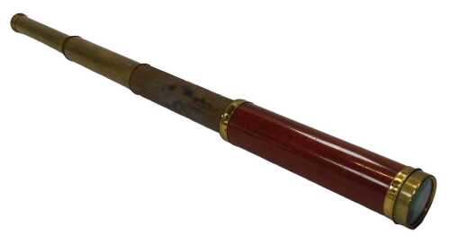 A late 19thC brass four draw telescope, by Dolland of London, mahogany bound, 106cm long, in a...