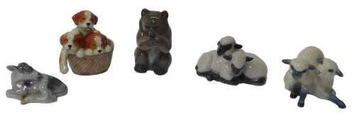 A group of Royal Copenhagen porcelain animal figures, to include a bear, 10cm high, three...