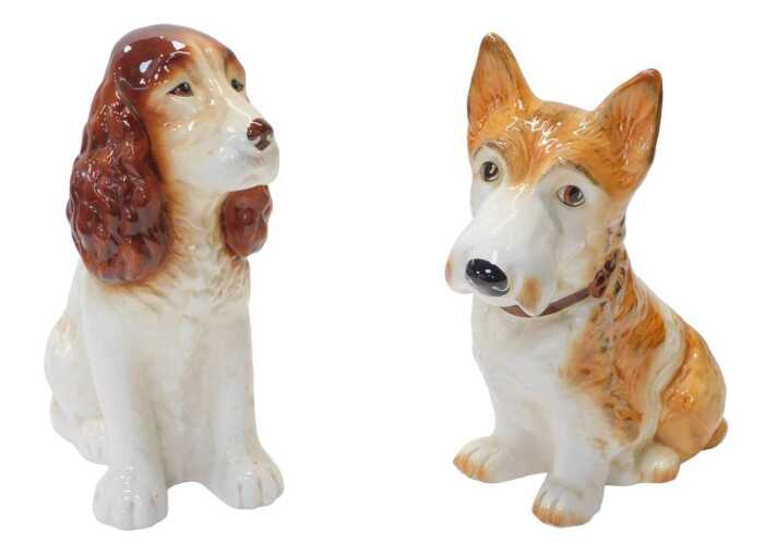 A Sylvac pottery fireside dog, modelled as a Terrier, No. 3504 1209, impressed marks, 27cm high,...