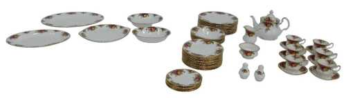 A Royal Albert porcelain Old Country Roses pattern part tea and dinner service, comprising...
