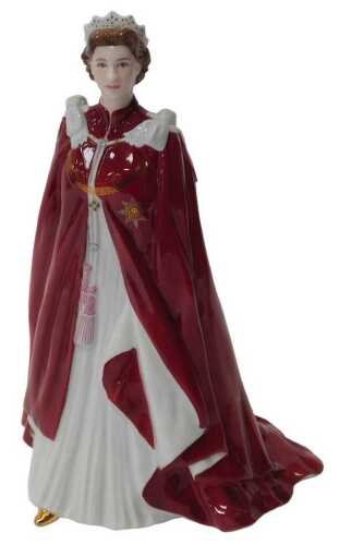 A Royal Worcester porcelain figure modelled as Elizabeth II, in Celebration of the Queen's 80th...