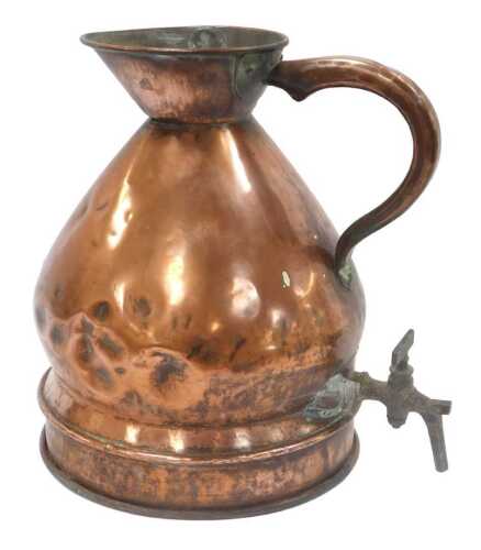 A Victorian copper two-gallon jug, with tap, 39cm high.