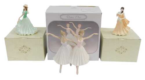 A Leonardo Collection figure group, modelled as Dance Class, 28cm high, together with two...