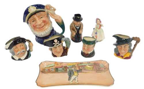 A group of Royal Doulton ceramics, comprising a Royal Doulton Old Salt character jug D6551,...