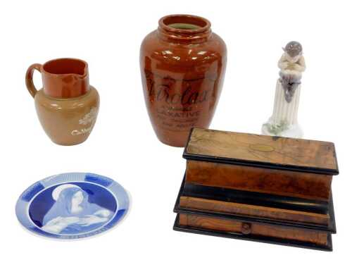 A group of collectables, to include a Virolax laxative stoneware jar, 24cm high, a Cadbury's...