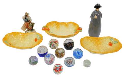 Miscellaneous items, to include three Beswick ware leaf moulded dishes, various glass...