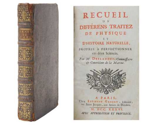 Deslandes (Andre-Francois). Recueil de Differens Traitez de Physique et D'Histoire Naturelle, 9...