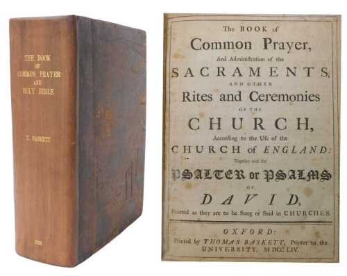 Book of Common Prayer. Contemporary straight-grained calf, T. Baskett, 4to, Oxford, 1754. From...