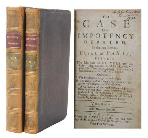 [Law (Gesvres, Fran&ccedil;ois-Joachim-Bernard Potier, Duc de.)]. The Case of Impotency debated, in the...
